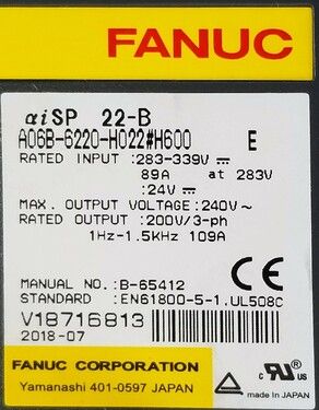 A06B-6220-H022#H600 | FANUC Spindle Amplifiers